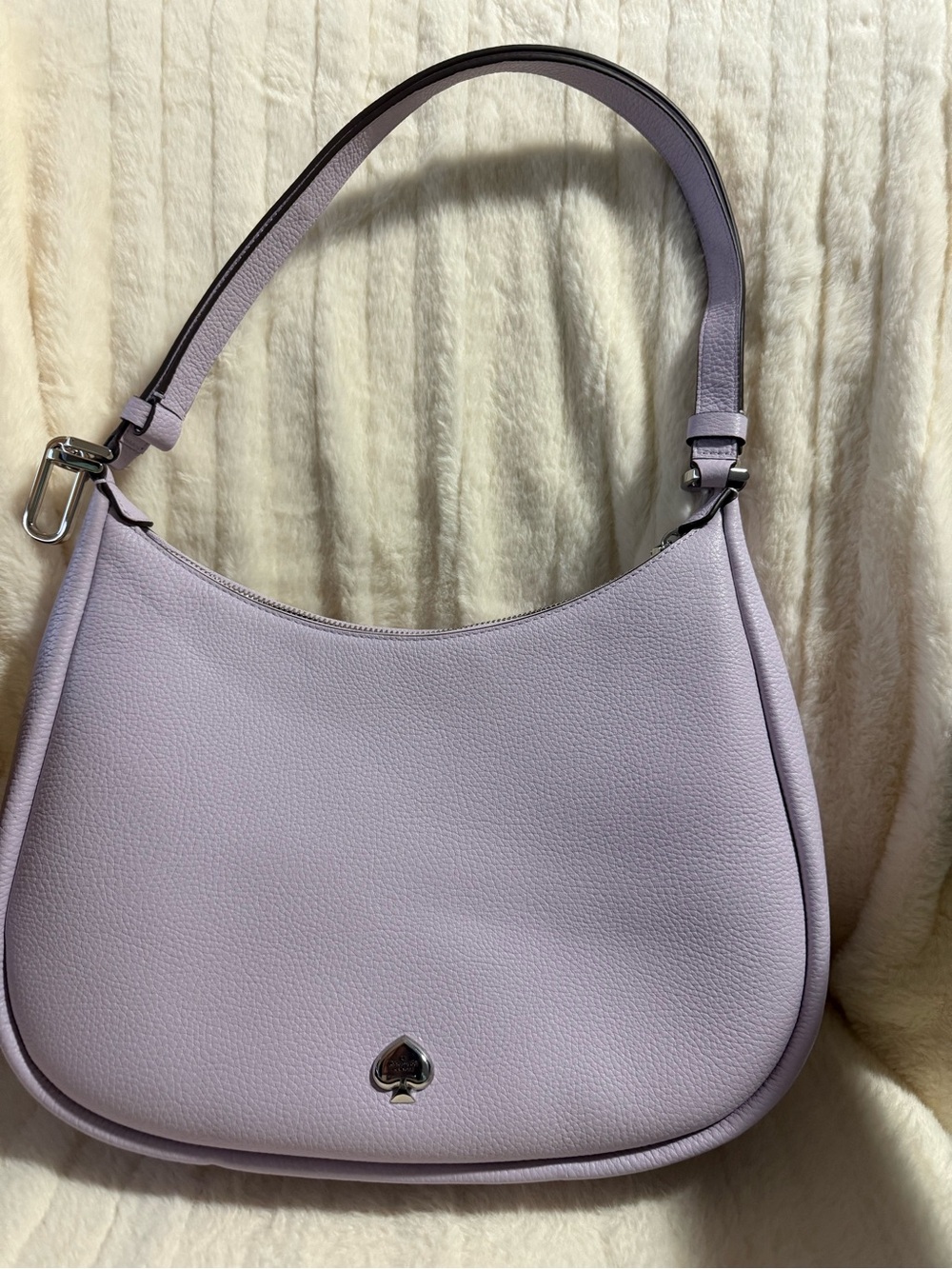 kate spade lilac pebbled leather shoulder bag